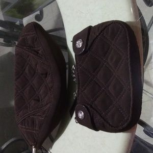 Vera Bradley Espresso Microfiber Crescent Cosmetic and Mini Chain Bags
